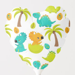 Cute Baby Dinosaur Triceratops Dino Eggs Palm Tree Balloon