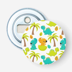 Cute Baby Dinosaur Triceratops Dino Eggs Palm Tree Bottle Opener