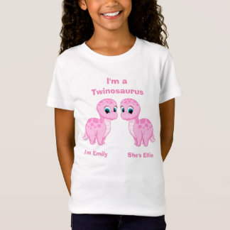 Cute Baby Dinosaur Twin Girls Personalized T-Shirt