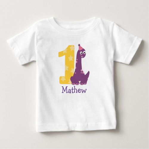 Cute Baby Dinosaurs 1st Birthday or One month Baby Baby T_Shirt
