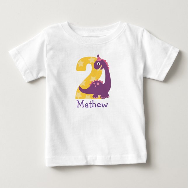 Cute Baby Dinosaurs 2nd Birthday or two month  T-Shirt (Front)