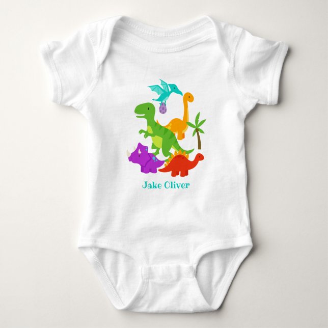 Cute Baby Dinosaurs Baby Bodysuit (Front)