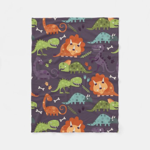 Custom Bedding 7 Cute Baby Dinosaurs Dino Boys Fleece Blanket