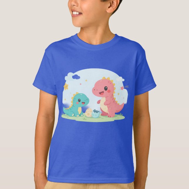 Cute Baby Dinosaurs – Pastel Dinosaur Illustration T-Shirt (Front)
