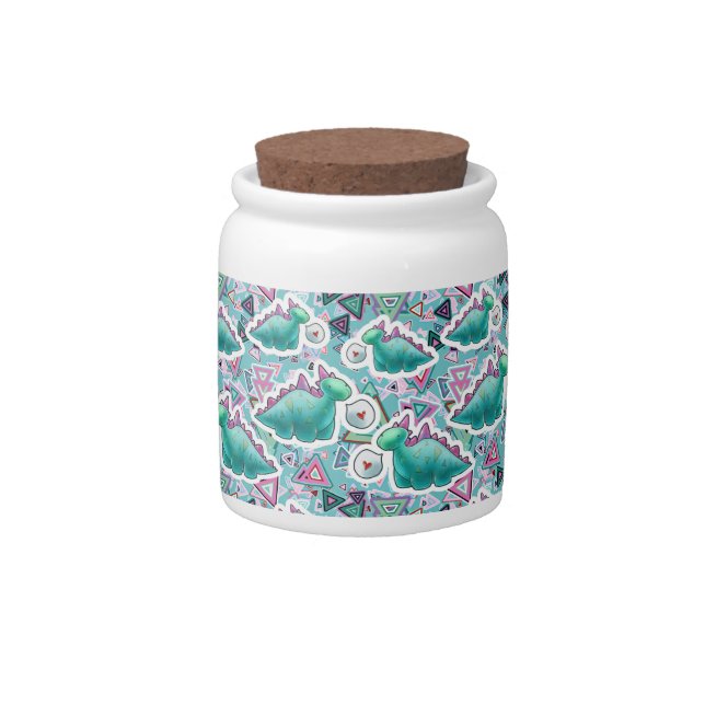 Cute Baby Dinosaurs Pattern Candy Jar (Front)