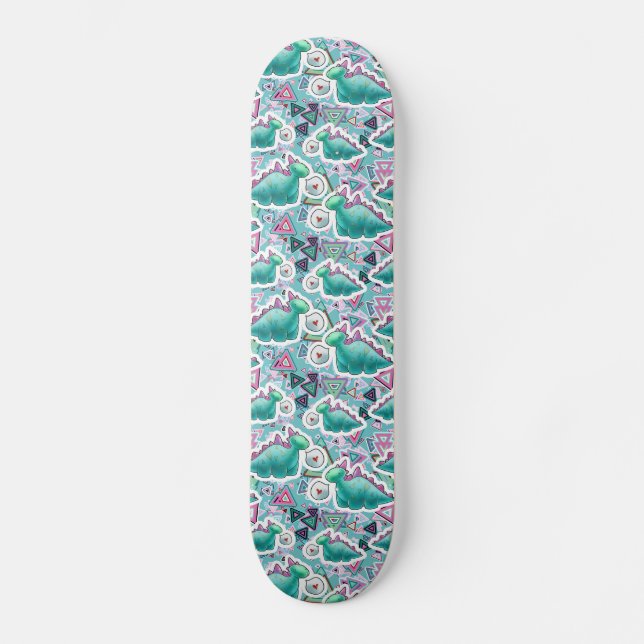 Cute Baby Dinosaurs Pattern Skateboard Deck (Front)