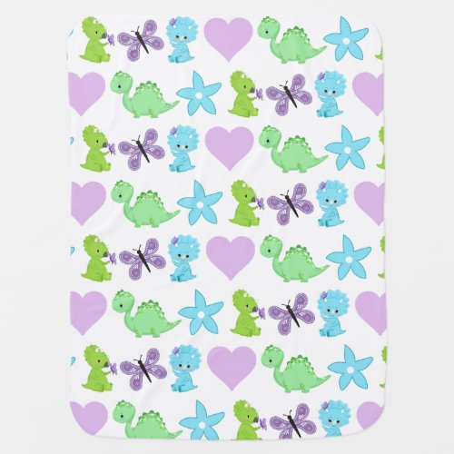 Cute Baby Dinosaurs  Personalized Baby Blanket