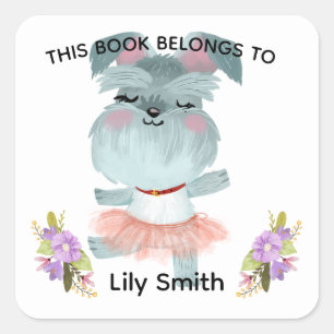 Cute Baby Dog and Kids Name baby book label