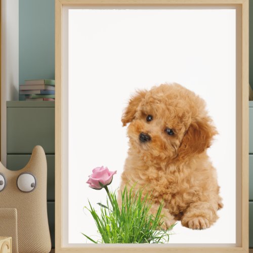 Cute Baby Dog Floral Puppy  Nursery  kids  Poster