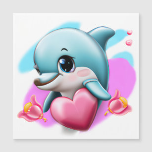 Cute Baby Dolphin with Valentine's Heart  