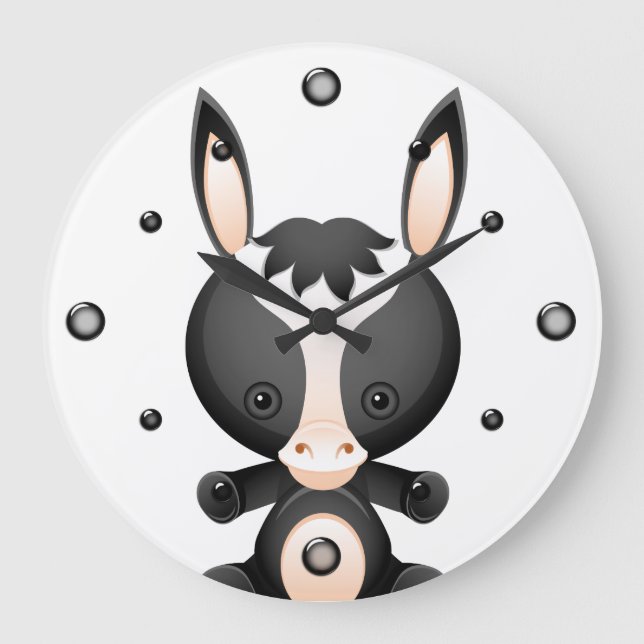 Cute Baby  Donkey Wall Clock (Front)