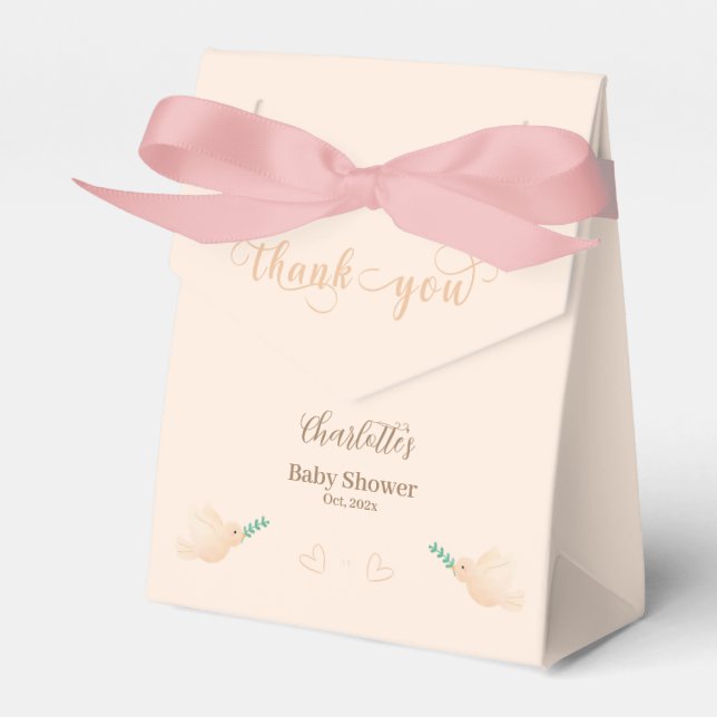 Cute Baby Dove Baby Shower Favor Boxes (Front Side)