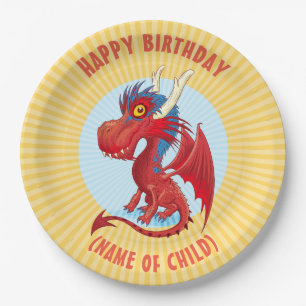 Cute Baby Dragon Birthday Plate