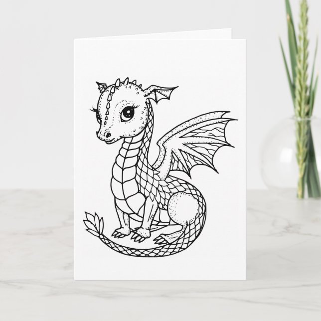 Cute Baby Dragon Color your Own Card (Front)