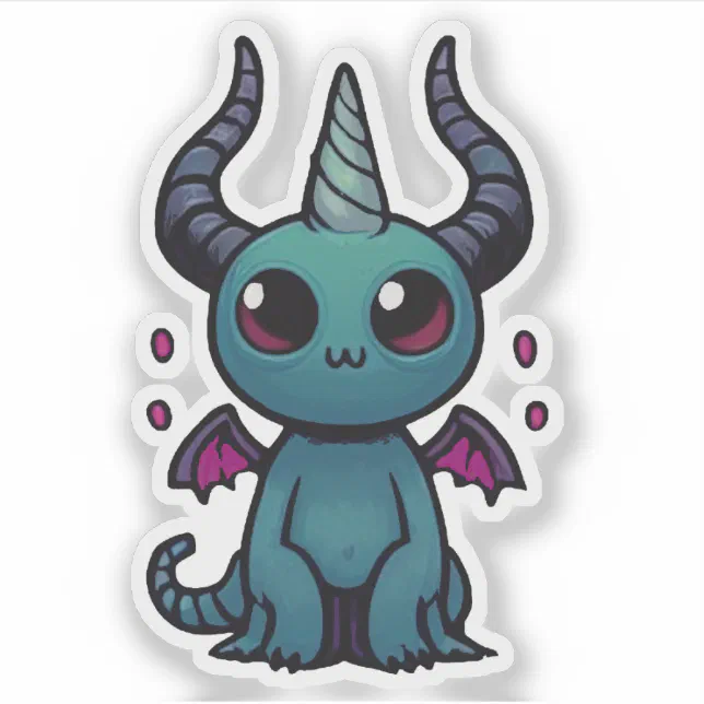 Cute Baby Dragon Demon - Kawaii Fantasy Sticker | Zazzle