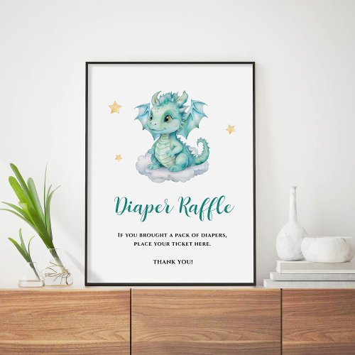 Cute Baby Dragon Diaper Raffle Poster
