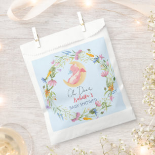 Cute baby dragon dinosaur wildflower baby shower favor bag