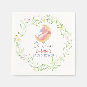 Cute baby dragon dinosaur wildflower baby shower napkins