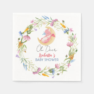 Cute baby dragon dinosaur wildflower baby shower napkins
