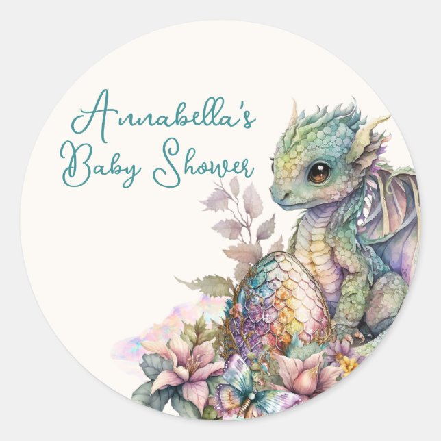 Cute Baby Dragon Egg Classic Round Sticker (Front)