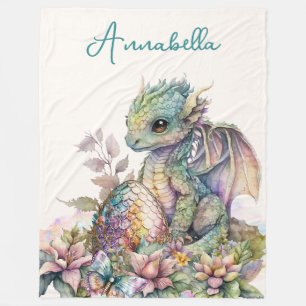 Cute Baby Dragon Egg Fleece Blanket