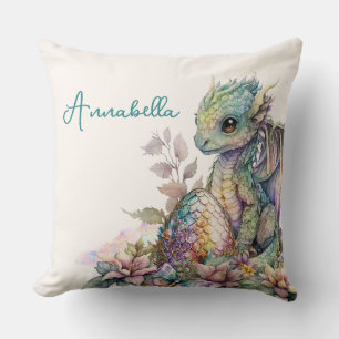 Cute Baby Dragon Egg Throw Pillow