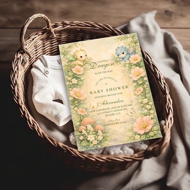 Cute Baby Dragon Fairytale Baby Shower Invitation (Creator Uploaded)