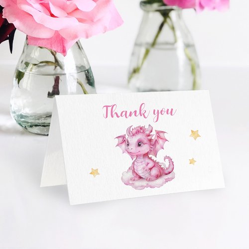 Cute Baby Dragon Folded Thank You Card