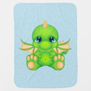 Cute Baby Dragon Green & Orange Blanket