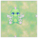 Cute Baby Dragon Green &amp; Pink Fabric