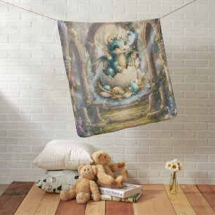 Cute Baby Dragon Hatching Magical Portal Baby Blanket