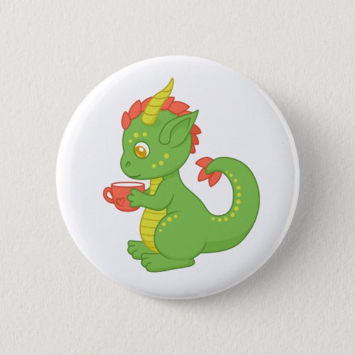 Cute Baby Dragon Holding Cup Button