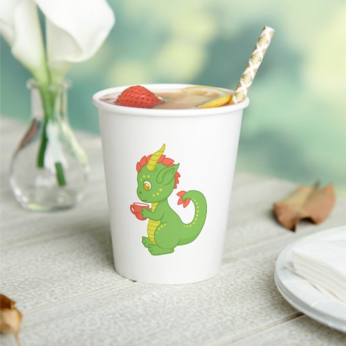 Cute Baby Dragon Holding Cup Paper Cups