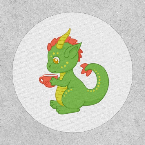 Cute Baby Dragon Holding Cup Patch
