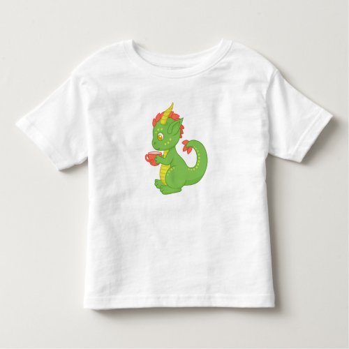 Cute Baby Dragon Holding Cup Toddler T_shirt