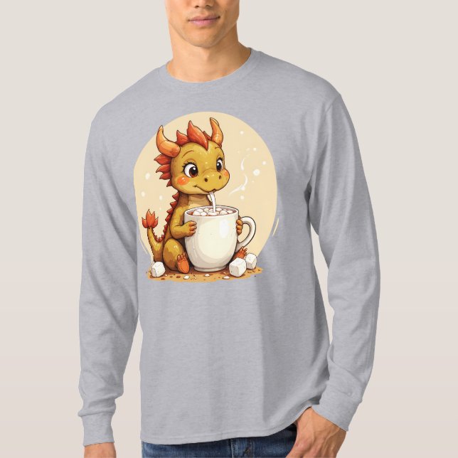 Cute Baby Dragon Hot Chocolate Kids Kawaii Cozy De T-Shirt (Front)