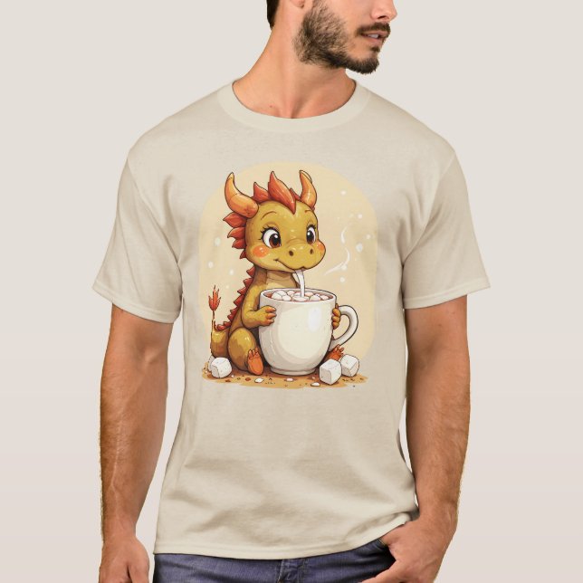 Cute Baby Dragon Hot Chocolate Kids Kawaii Cozy De T-Shirt (Front)