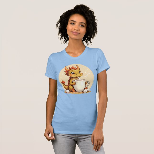 Cute Baby Dragon Hot Chocolate Kids Kawaii Cozy De T-Shirt (Front Full)