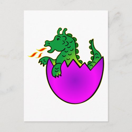 Cute Baby Dragon In Egg Postcard