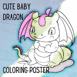 Cute Baby Dragon Large Coloring Page Poster