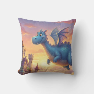 Cute Baby Dragon Nursery Throw Pillow