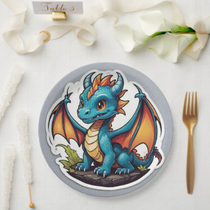 Cute Baby Dragon Paper Plates