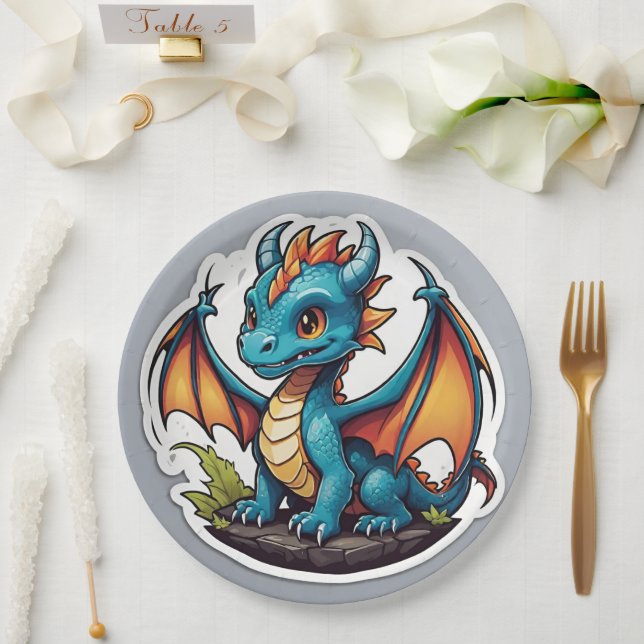 Cute Baby Dragon Paper Plates (Wedding)