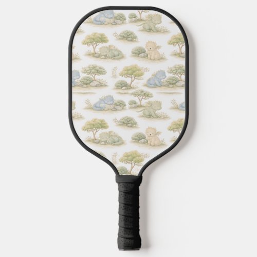 Cute Baby Dragon Pastel Woodland Pattern (1) Pickleball Paddle