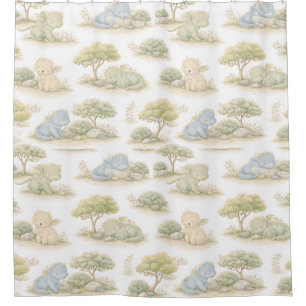 Cute Baby Dragon Pastel Woodland Pattern (1) Shower Curtain