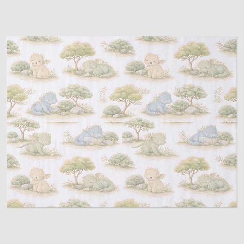 Cute Baby Dragon Pastel Woodland Pattern (1) Tissue Paper