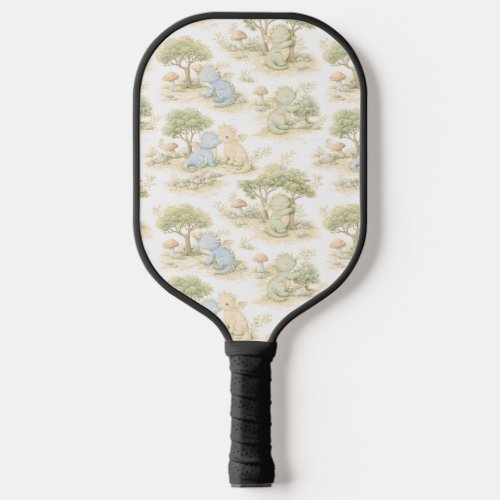 Cute Baby Dragon Pastel Woodland Pattern (2) Pickleball Paddle