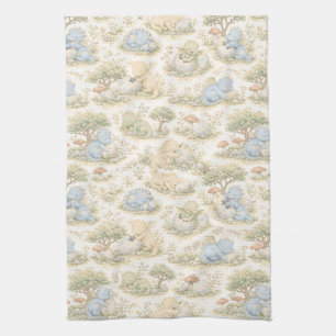 Cute Baby Dragon Pastel Woodland Pattern (3) Kitchen Towel