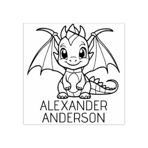Cute Baby Dragon Personalize Rubber Stamp