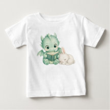 Cute Baby Dragon Reading with Bunny Kids